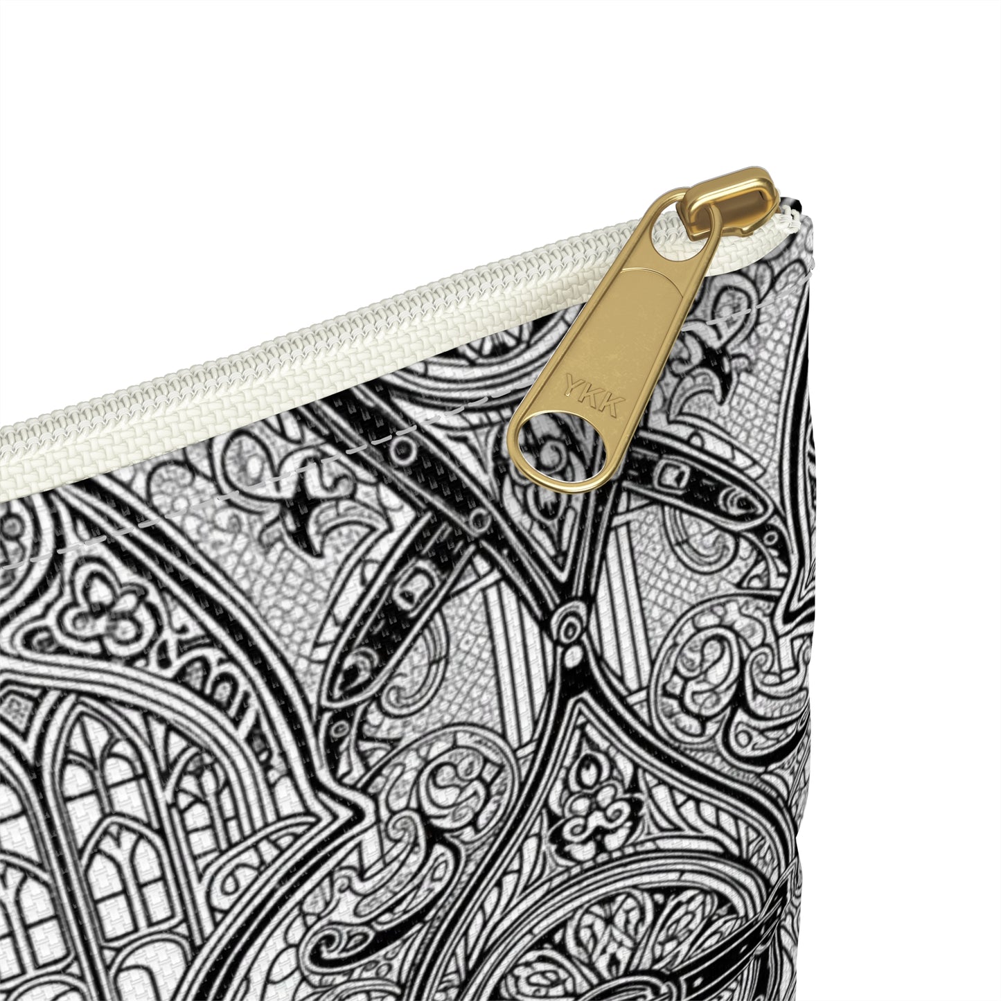 Church Window Pencil case, Stylish Makeup Bag, Travel Organizer, Gift for Her, Black and White Pattern