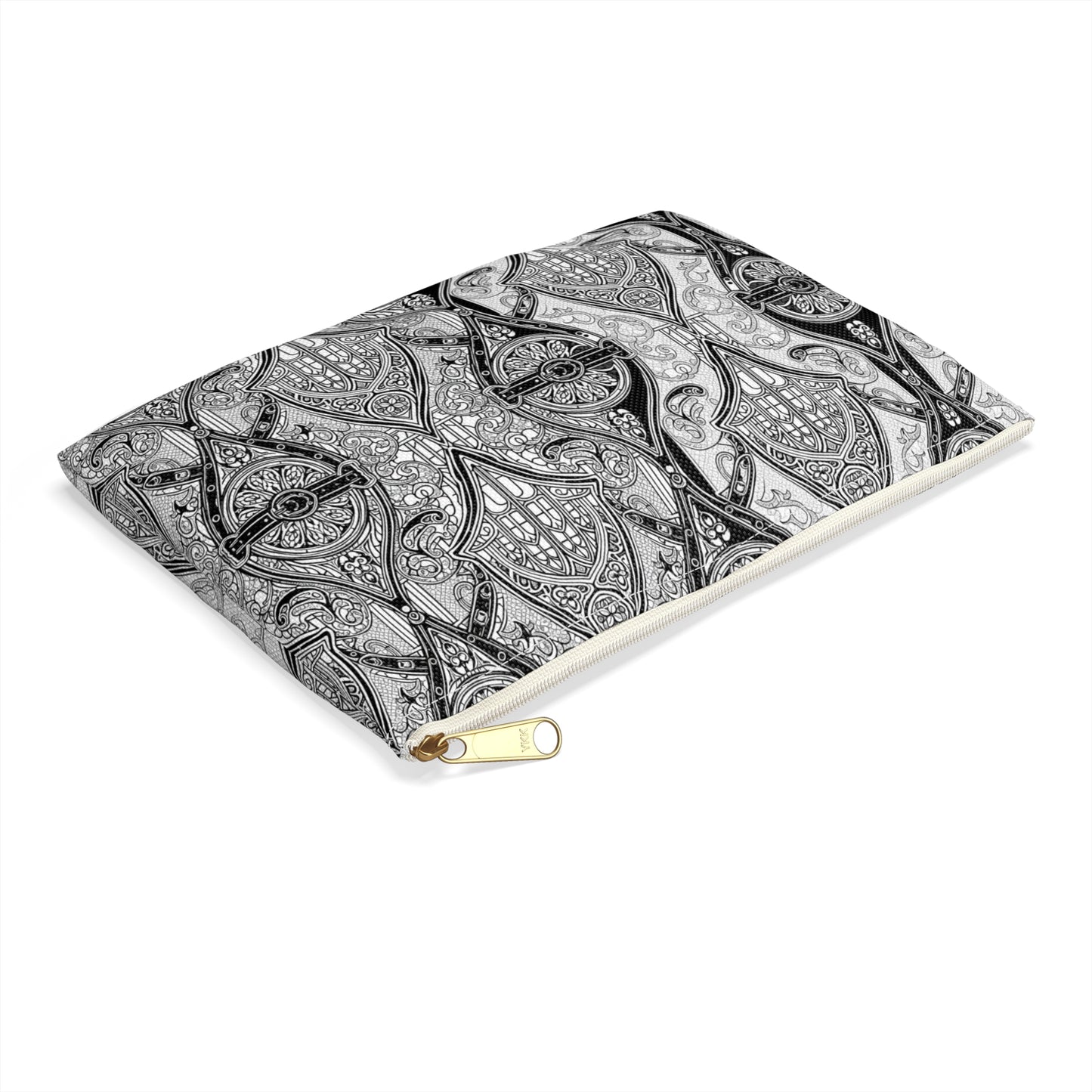 Church Window Pencil case, Stylish Makeup Bag, Travel Organizer, Gift for Her, Black and White Pattern