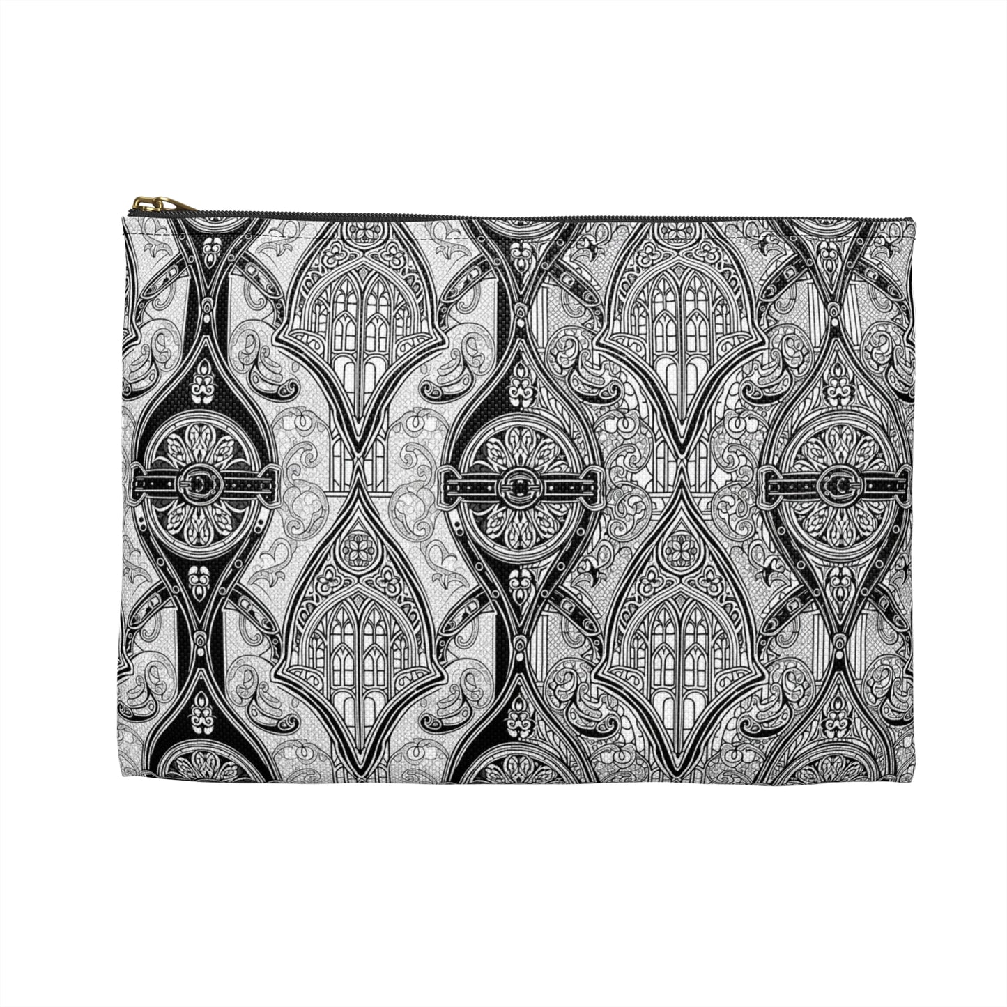 Church Window Pencil case, Stylish Makeup Bag, Travel Organizer, Gift for Her, Black and White Pattern