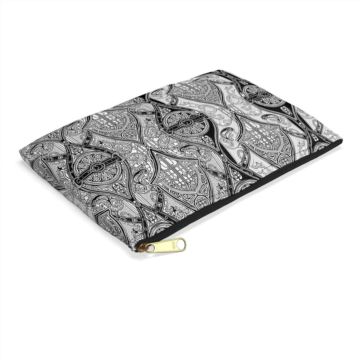 Church Window Pencil case, Stylish Makeup Bag, Travel Organizer, Gift for Her, Black and White Pattern