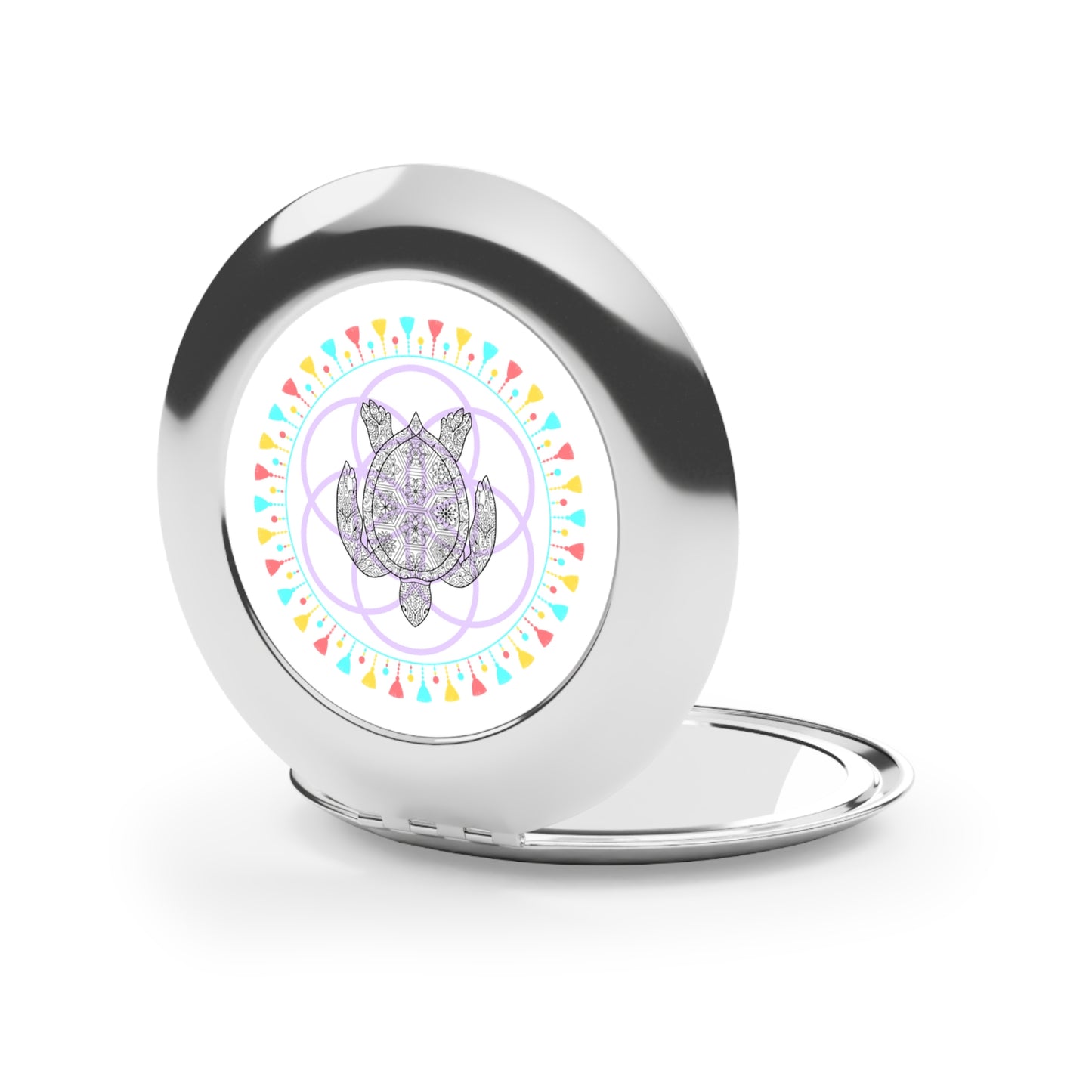Turtle island Compact Travel Mirror, Perfect Gift for Travelers, Birthday, Women's Day, Bridesmaid, Self-Care