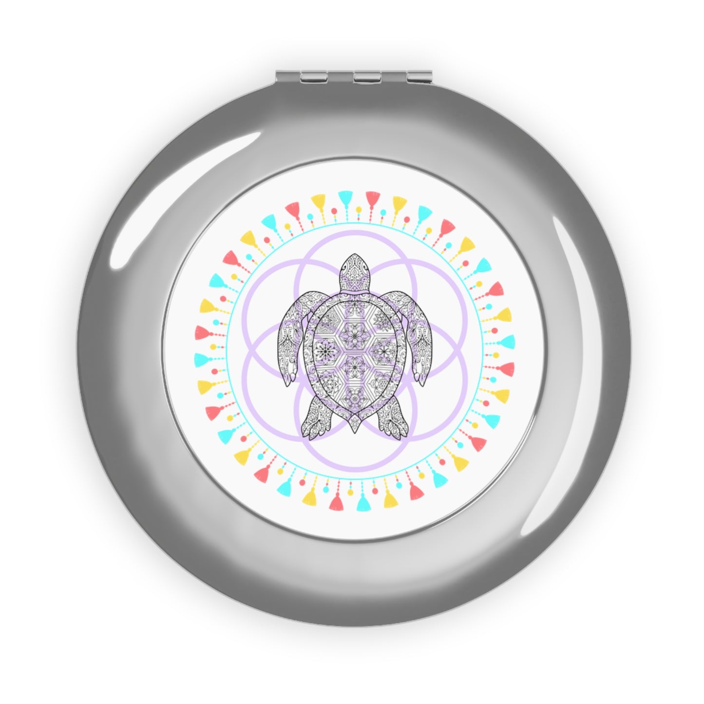 Turtle island Compact Travel Mirror, Perfect Gift for Travelers, Birthday, Women's Day, Bridesmaid, Self-Care