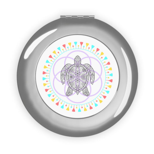 Turtle island Compact Travel Mirror, Perfect Gift for Travelers, Birthday, Women's Day, Bridesmaid, Self-Care
