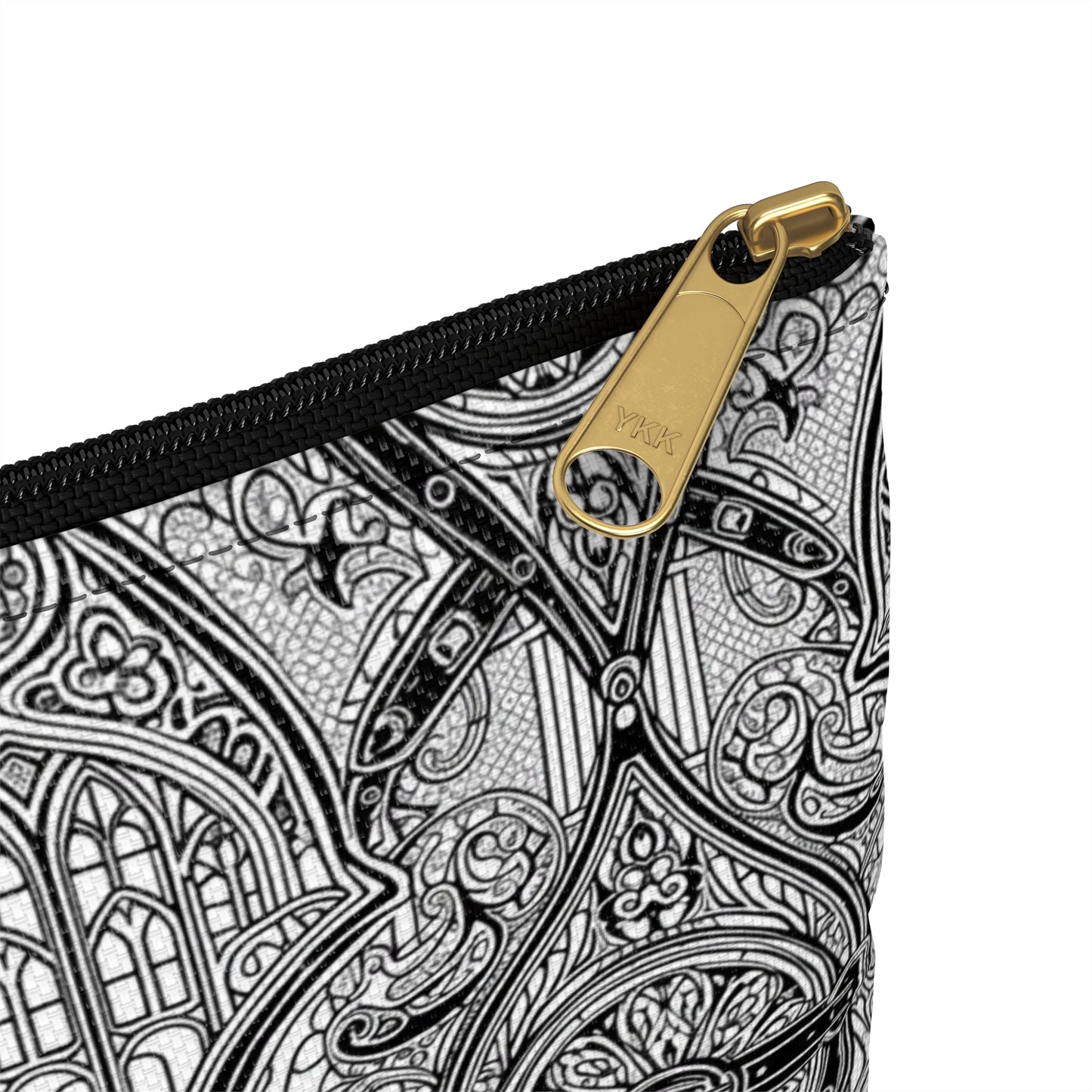 Church Window Pencil case, Stylish Makeup Bag, Travel Organizer, Gift for Her, Black and White Pattern