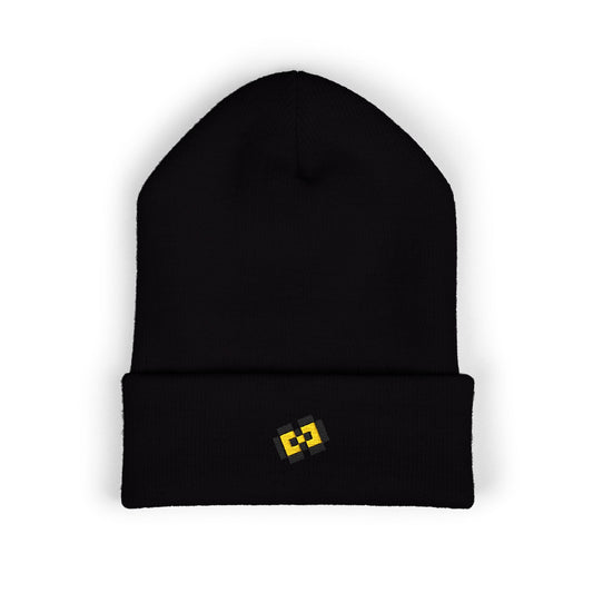 Classic Yellow bow Cuffed Beanie with Bold Embroidery, Cozy Winter Hat, Fashionable Knit Beanie, Gift for Him/Her, Streetwear Accessory