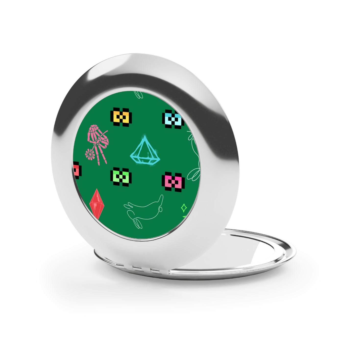 Bow Mafia Travel Mirror - Cute Rabbit and Gem Design, Perfect Gift for Her, Makeup Accessory, Travel Essential, Easter