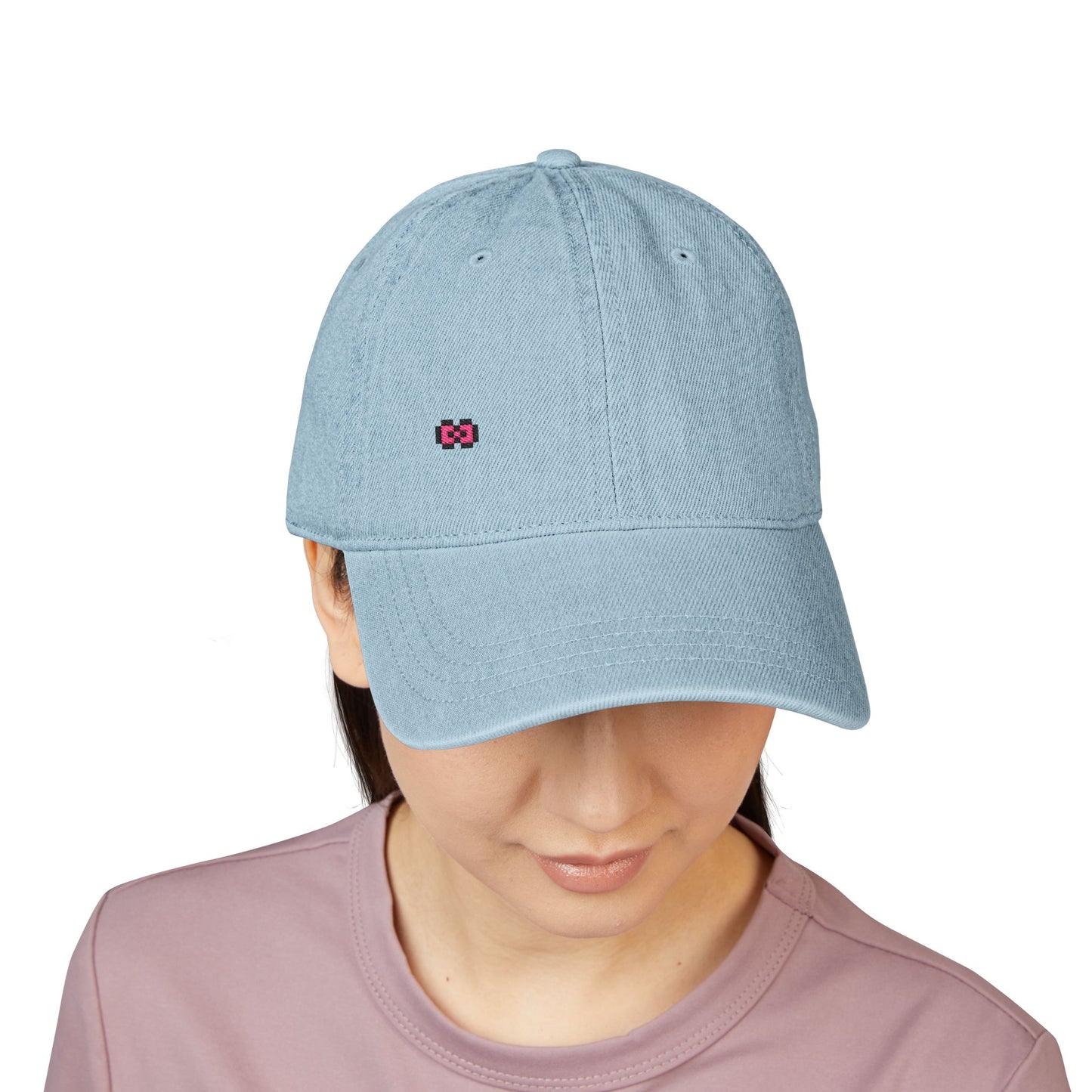 Pink Bow Denim Hat (Embroidery)